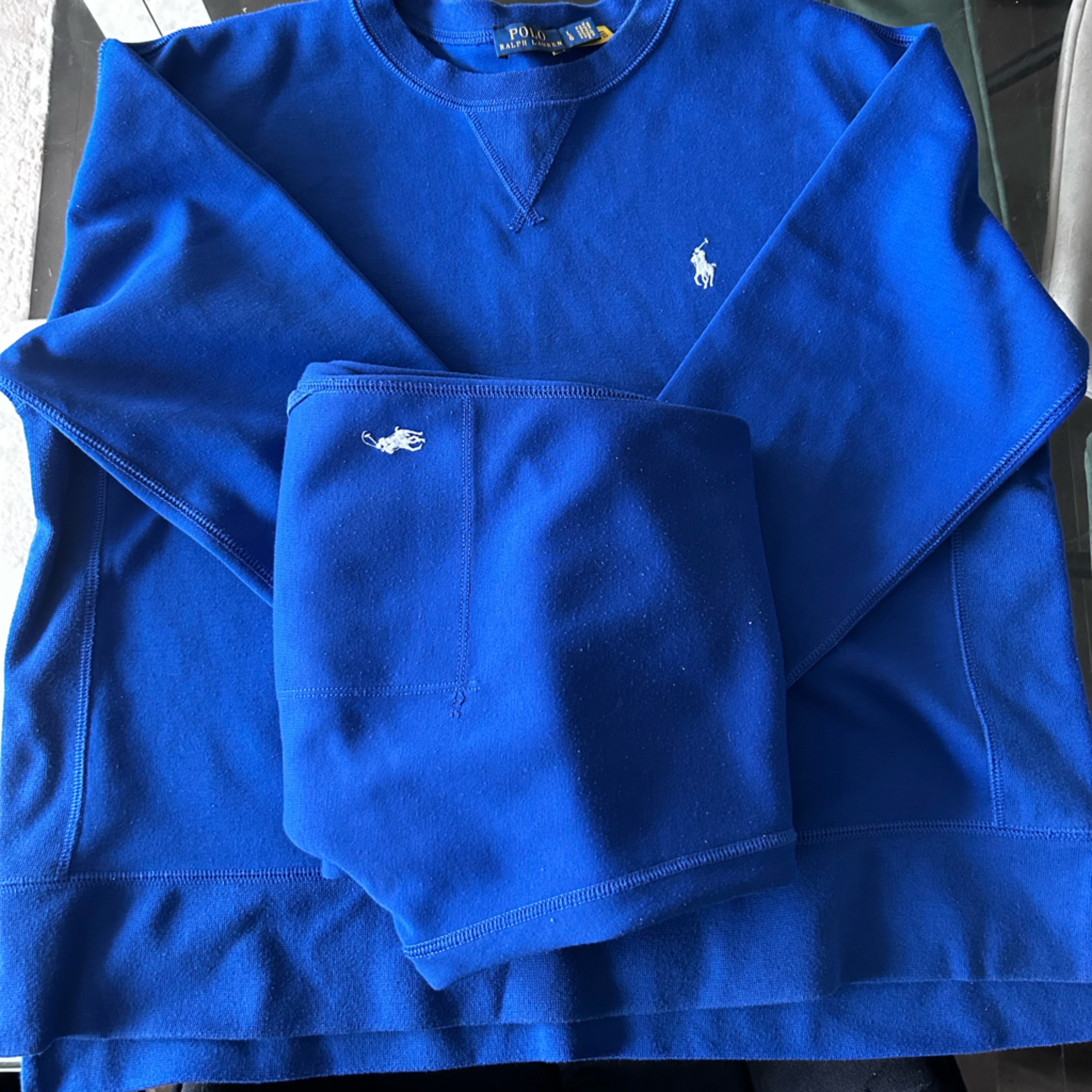 Polo By Ralph Lauren Royal Blue Sweatshirt With Gold Logo Tag